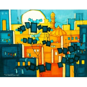 Salman Farooqi, 24 x 30 Inch, Acrylic on Canvas, Cityscape Painting, AC-SF-363